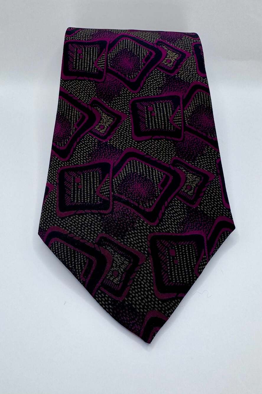 Fendi Roma 100% Silk Geometric Pattern Necktie